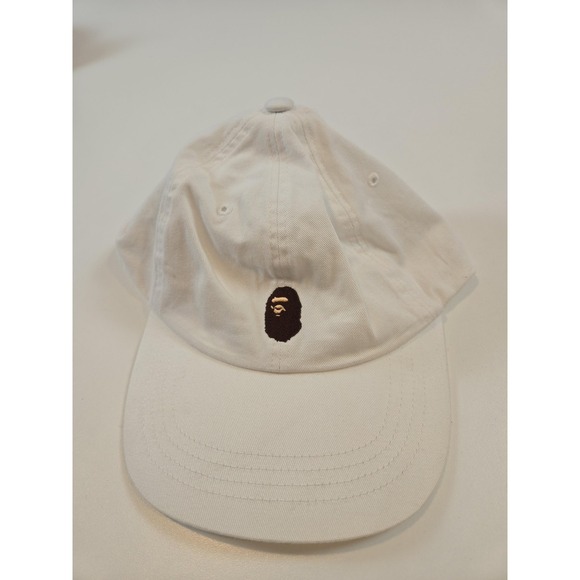 BAPE Hat Cap Strap Back Mens White Dad Cap Embroidered Ape Head Twill Streetwear